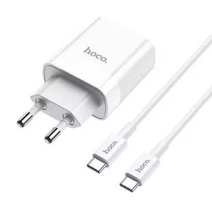 HOCO Ładowarka sieciowa C80A PD 20W QC3.0 + Kabel USB-C Biały - Ładowarki do telefonów - miniaturka - grafika 1