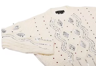 faina Damski sweter z dzianiny z cekinami, wełniany, biały, rozmiar XS/S, biały (wollweiss), XL - Swetry damskie - miniaturka - grafika 1