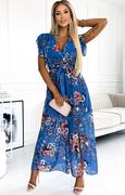 Sukienki - Długa sukienka niebieska w kwiaty Aria 473-1, Kolor niebieski-wzór, Rozmiar one size, Numoco - Primodo.com - miniaturka - grafika 1