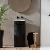 Umywalki - Massi Umywalka wolnostojąca okrągła czarna błyszcząca białe wnętrze umywalki 85 x 40 cm RONA Black Glow - miniaturka - grafika 1