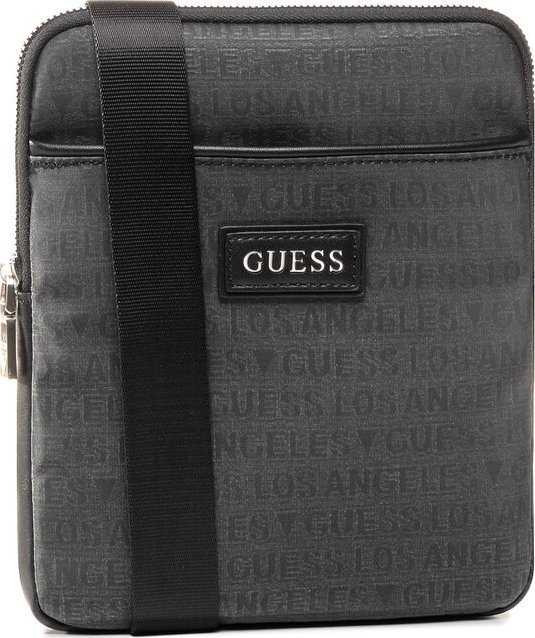 Guess, Dan, Flat Top Zip, Textile Crossbody Bag, Grey, 19 x 23 x 2.5 cm, For Men For Men