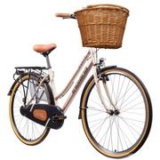 Rowery - Rower miejski INDIANA Storica 130 1B 28 cali damski Kremowy + Koszyk wiklinowy na rower VÖGEL VKS-502 Stylowy | Bezpłatny transport - miniaturka - grafika 1