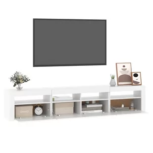 Lumarko Szafka pod TV z oświetleniem LED, biała - Szafki RTV - miniaturka - grafika 7