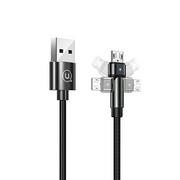 Kable USB - USAMS Kabel pleciony obrotowy U60 2A microUSB czarny/black 1m SJ478USB01 (US-SJ478) - miniaturka - grafika 1