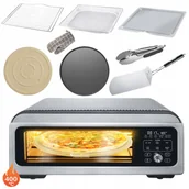 Inne urządzenia gastronomiczne - Piec do pizzy mini piekarnik 400°c TurboTronic akcesoria kamień taca blacha ruszt szczypce rękawica 18L 2000w Srebrny - miniaturka - grafika 1