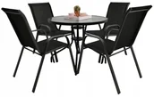 Meble ogrodowe - ZESTAW MEBLI OGRODOWYCH BALKON TARAS STÓŁ BERGAMO FI60 + 4x KRZESŁA MINORKA CZARNY - miniaturka - grafika 1