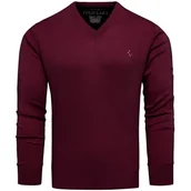 Swetry męskie - Sweter męski w serek bordowy Recea - miniaturka - grafika 1