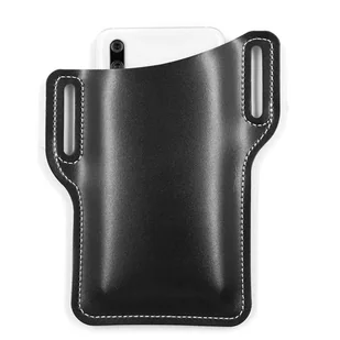 Etui na telefon uniwersalne wsuwka saszetka Alogy skórzane kabura na pasek futerał pokrowiec Black - Etui i futerały do telefonów - miniaturka - grafika 3