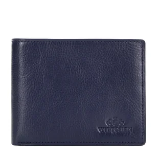 Męski portfel ze skóry z rozkładanym panelem granatowy - Portfele - miniaturka - grafika 1