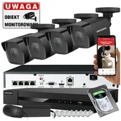 Zestawy do monitoringu - Zestaw do monitoringu 4 czarne kamery IP Hikvision IPCAM-B4 4Mpx - miniaturka - grafika 1