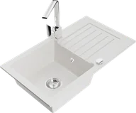 Zlewozmywaki z baterią - Mexen Pablo zlewozmywak granitowy 1-komorowy z ociekaczem i baterią kuchenną Rita, biały - 6510-20-670300-00 - miniaturka - grafika 1