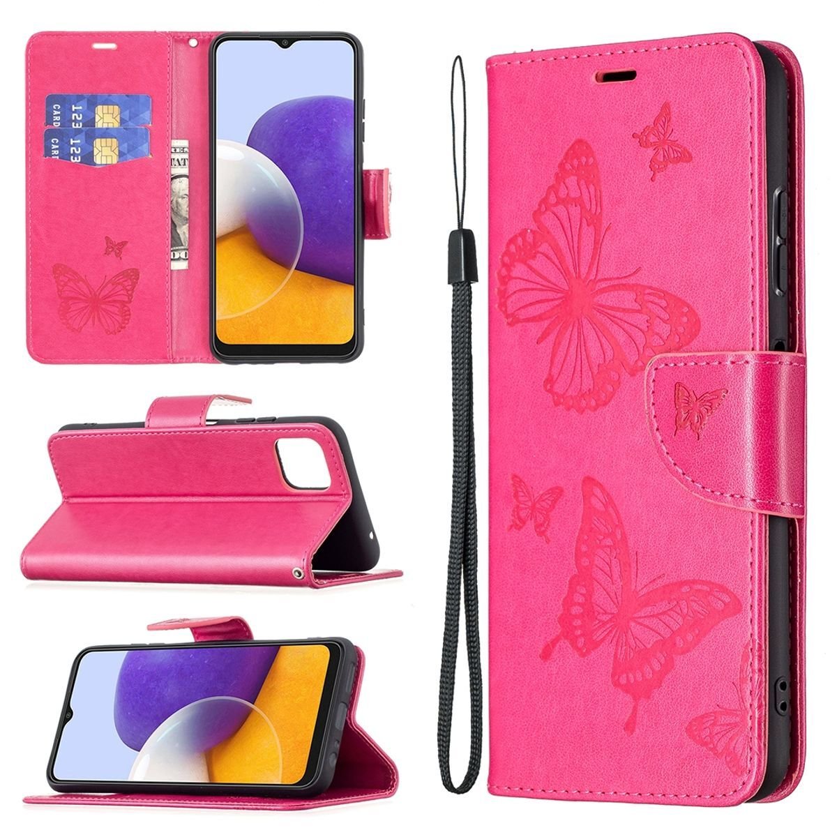 Etui kompatybilne z Samsung Galaxy A22 5G Etui na telefon komórkowy z syntetycznej skóry - Etui na telefon komórkowy różowe