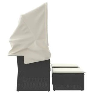2-osobowa sofa ogrodowa z daszkiem i podnóżkami, czarna, rattan PE Lumarko! - Sofy ogrodowe - miniaturka - grafika 6