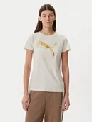 Koszulki i topy damskie - Puma T-Shirt Essentials Metallic 684995 Beżowy Regular Fit - miniaturka - grafika 1