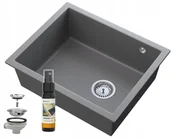 Zlewozmywaki - Granitan Szary Podblatowy Zlew Chrom Salix Podwieszany - miniaturka - grafika 1