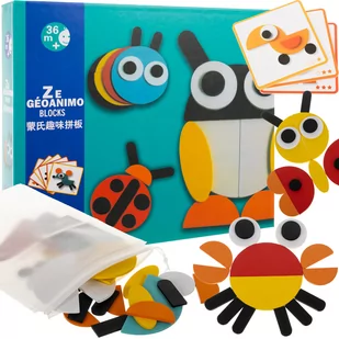Drewniane Puzzle Układanka Gra Logiczna Mozaika L Kruzzel - Układanki dla dzieci - miniaturka - grafika 1