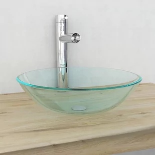 vidaXL Umywalka z bezbarwnego, hartowanego szkła 42 cm - Umywalki - miniaturka - grafika 1