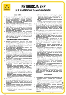 IAE24 INSTRUKCJA BHP DLA WARSZTATÓW SAMOCHODOWYCH, PN - PŁYTA PCV 1MM; (245X350MM) - Instrukcje stanowiskowe BHP - miniaturka - grafika 1