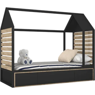 Łóżko domek 90x200 czarne Tutu Black - Szafy i szafki dla dzieci - miniaturka - grafika 1