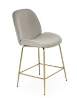 Taborety i hokery - Hoker Dori Gold, beżowy, do kuchni, barowy, glamour, tapicerowany, z oparciem - miniaturka - grafika 1