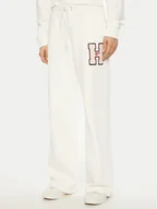 Spodnie sportowe damskie - Tommy Jeans Spodnie dresowe H Graphic DW0DW20558 Biały Regular Fit - miniaturka - grafika 1