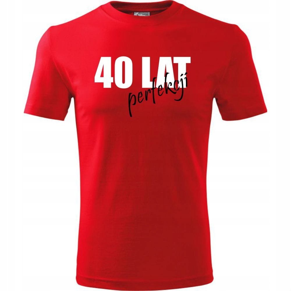 Męska Koszulka z Nadrukiem 40 lat perfekcji na Prezent Urodzinowy Upominek czerwony XL