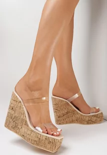 Beżowe Klapki Athol - Klapki i japonki damskie - miniaturka - grafika 1