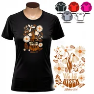 Koszulki i topy damskie - KOSZULKA DAMSKA Z NADRUKIEM T-SHIRT - LOVE KWIATY STOKROTKA PREZENT - XS - miniaturka - grafika 1