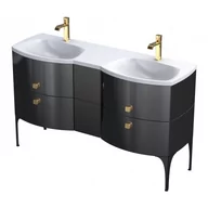 Szafki łazienkowe - ORiSTO Szafka wisząca LOUIS 144 cm CZARNY POŁYSK z umywalką LOUIS 144 cm BIAŁY MAT 2 x OR50-SD2S-62-7 + OR50-SD2S-24-7 + UME-LU-144-93-D- - miniaturka - grafika 1