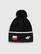 Czapki męskie - 4F Czapka zimowa z wełną merino uniseks - czarna S - miniaturka - grafika 1