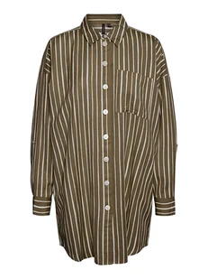 Vero Moda Koszula "Ilisa" w kolorze oliwkowo-białym - Bluzki damskie - miniaturka - grafika 1