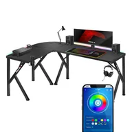 Biurka gamingowe - Biurko młodzieżowe gamingowe narożne czarne 117 cm Huzaro Hero 6.3 RGB z przepustem kablowym - miniaturka - grafika 1