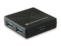 Konceptronic koncentrator USB 4-portowy 3.0 -> 4x3.0 z czarnym zasilaczem