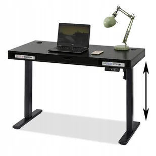 Biurko Podnoszone Elektrycznie Z Szufladą Otso Czarne Drewno - Biurka - miniaturka - grafika 1