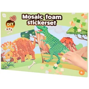 DIY DINOZAURY - ZESTAW KREATYWNY MOZAIKA PIANKOWA PO NUMERACH - Prace ręczne dla dzieci - miniaturka - grafika 1