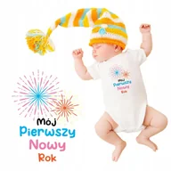 Body dla niemowląt - BODY NIEMOWLĘCE Dziecięce Białe Na Prezent MÓJ PIERWSZY NOWY ROK Wzory - 74 - miniaturka - grafika 1