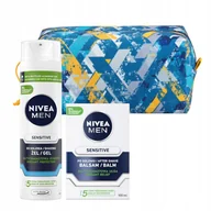Zestawy kosmetyków męskich - NIVEA MEN Żel do golenia męski 200ml + Balsam po goleniu 100ml +Kosmetyczka - miniaturka - grafika 1