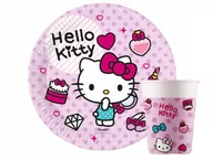 Dekoracje i nakrycia stołu na imprezę - Zestaw Kubeczki +Talerzyki urodzinowe Hello Kitty - miniaturka - grafika 1