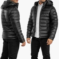 Kurtki męskie - Kurtka Męska Skajka Puchowa Czarna z kapturem Pikowana 11-K-2024 XL Czarny - miniaturka - grafika 1
