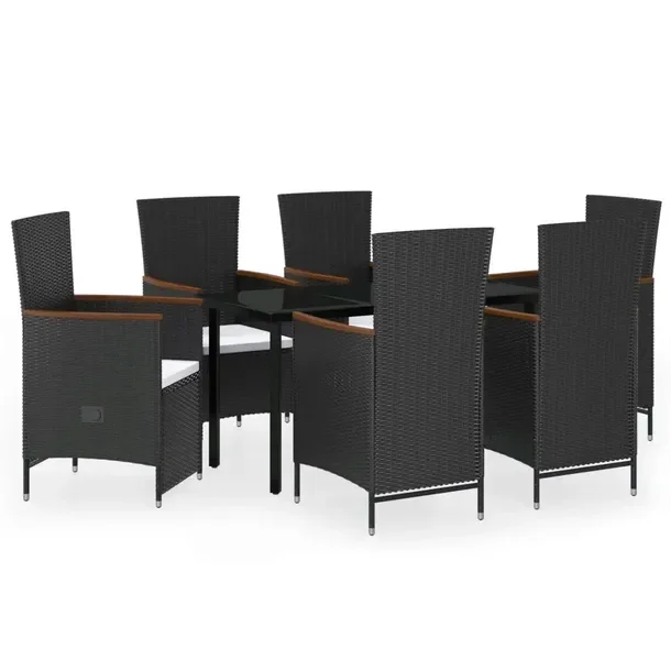 Stylowy zestaw mebli ogrodowych czarny z kremowymi poduszkami 140x70 cm