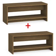 Wyposażenie sportowe i gimnastyczne - Ławka szatniowa z półka na obuwie 1+1 GRATIS, wzmocniona, 1000 mm, orzech - miniaturka - grafika 1