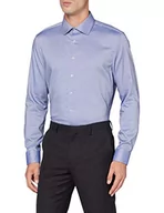 Koszule męskie - Seidensticker Męska koszula biznesowa slim fit, bez prasowania, z długim rękawem, bawełna, klasyczna koszula, niebieski, 45 - miniaturka - grafika 1