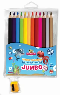 Astra TARGI Kredki ołówkowe jumbo okrągłe 12 kolorów + temperówka Mini Minii Astra TARGI AE542AST - Przybory szkolne - miniaturka - grafika 1