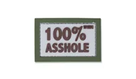 Odzież taktyczna i umundurowanie - 101 Inc. - Naszywka 3D - 100% Asshole - Piaskowy - miniaturka - grafika 1