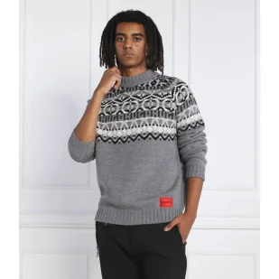 HUGO Wełniany sweter Steenor | Relaxed fit - Swetry męskie - miniaturka - grafika 1