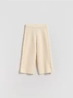 Bluzy dla dziewczynek - Reserved - Dzianinowe spodnie - kremowy - miniaturka - grafika 1