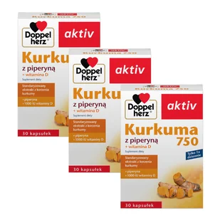 3x Doppelherz® aktiv Kurkuma 750, 3x30 kapsułek ZESTAW - Suplementy diety - miniaturka - grafika 1