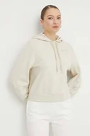 Bluzy damskie - Armani Exchange bluza damska kolor beżowy z kapturem z aplikacją - miniaturka - grafika 1