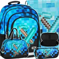 Plecaki worki - Plecak Szkolny Tornister Chłopca Piksele Gra Pixel Blue Torba Piórnik Worek - miniaturka - grafika 1