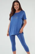 Piżamy damskie - Piżama damska niebieska na krótki rękaw i 3/4 spodnie Natura, Kolor niebieski, Rozmiar S, Gee One - Intymna - miniaturka - grafika 1